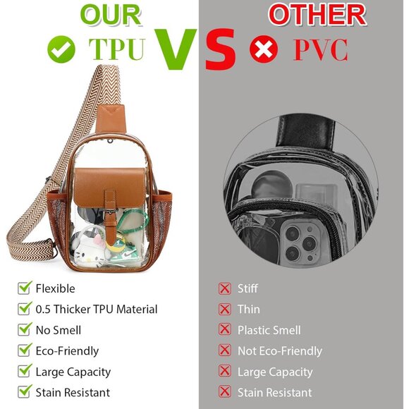 Clear Crossbody Bag Women Stadium Concert Sports Waterproof Eco-Friendly - Picture 5 of 9